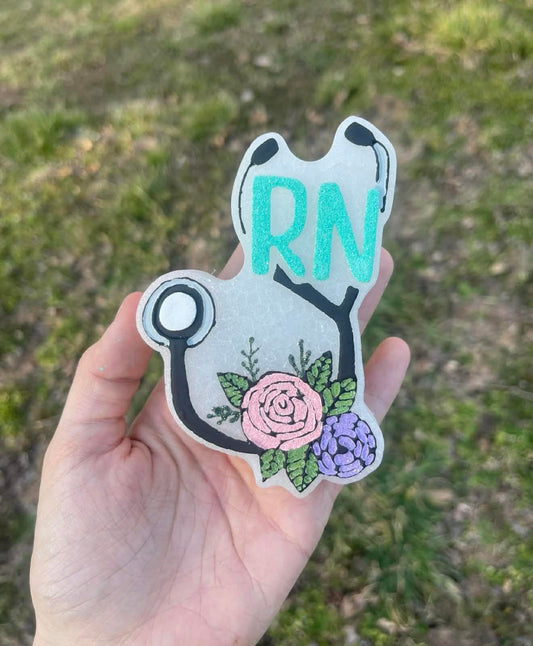 Floral RN Stethoscope Freshie Mold