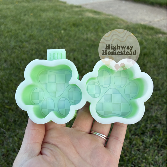 Checkered Paw Print Vent Clips Freshie Mold