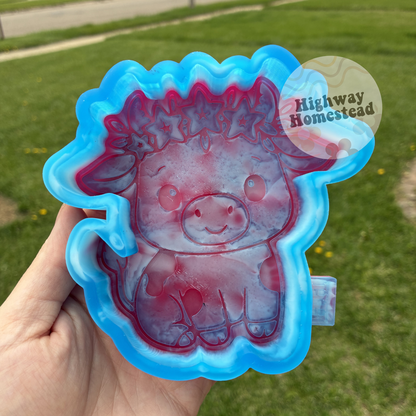 Cow with Floral Headband Freshie Mold
