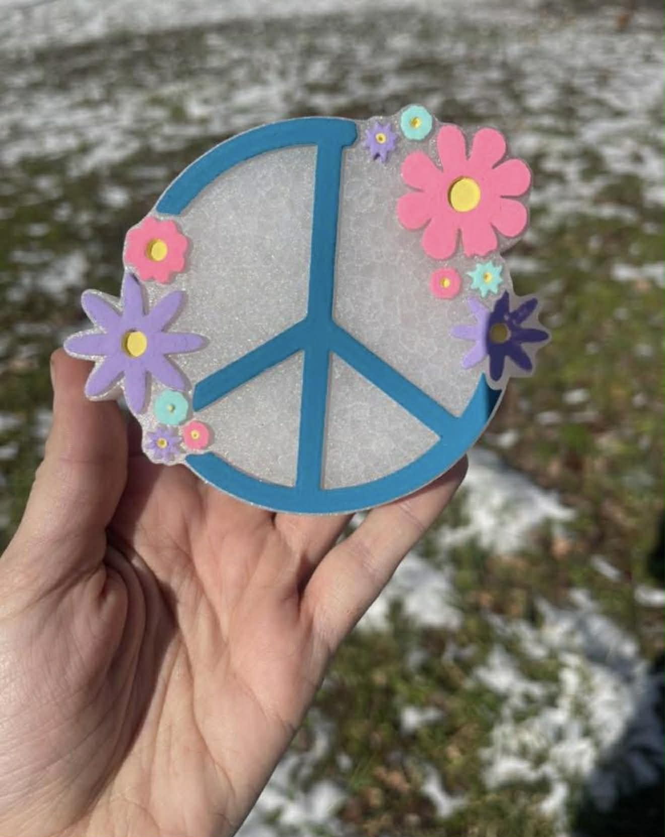 Floral Peace Sign Freshie Mold