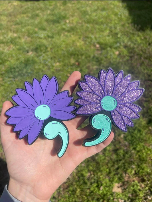 Semi Colon Flower Freshie Mold