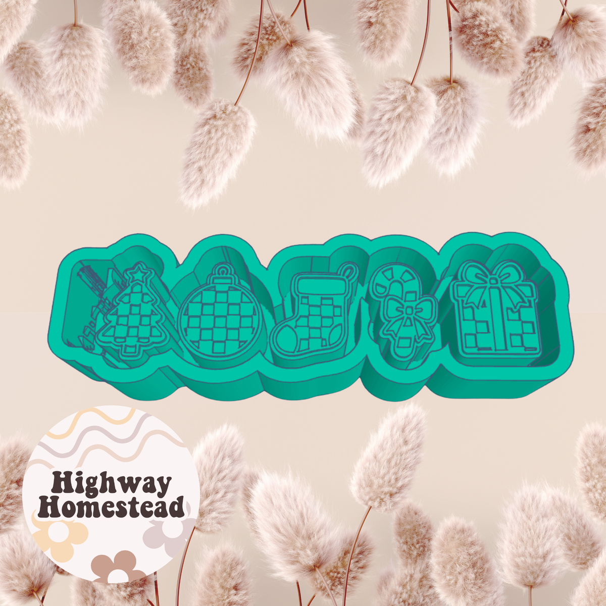 Checkered Christmas Charms Freshie Mold