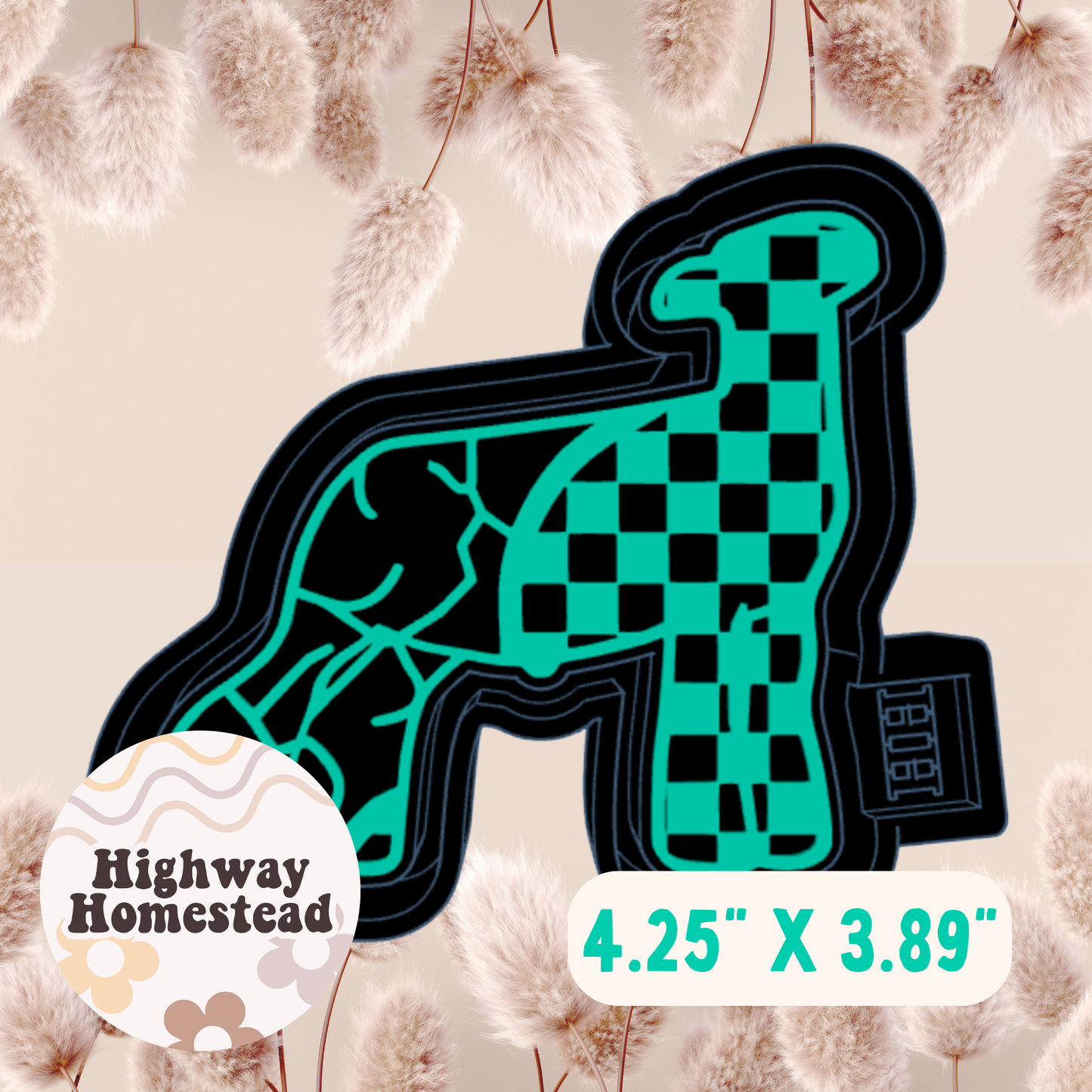 Checkered Turquoise Lamb Freshie Mold