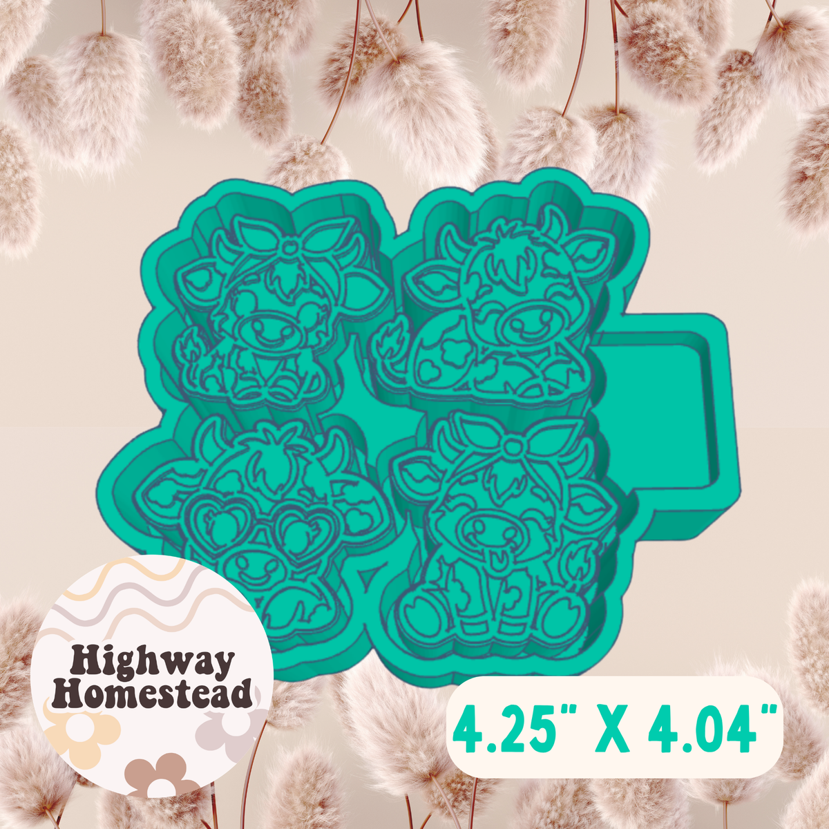 Cow 2 Charms Freshie Mold