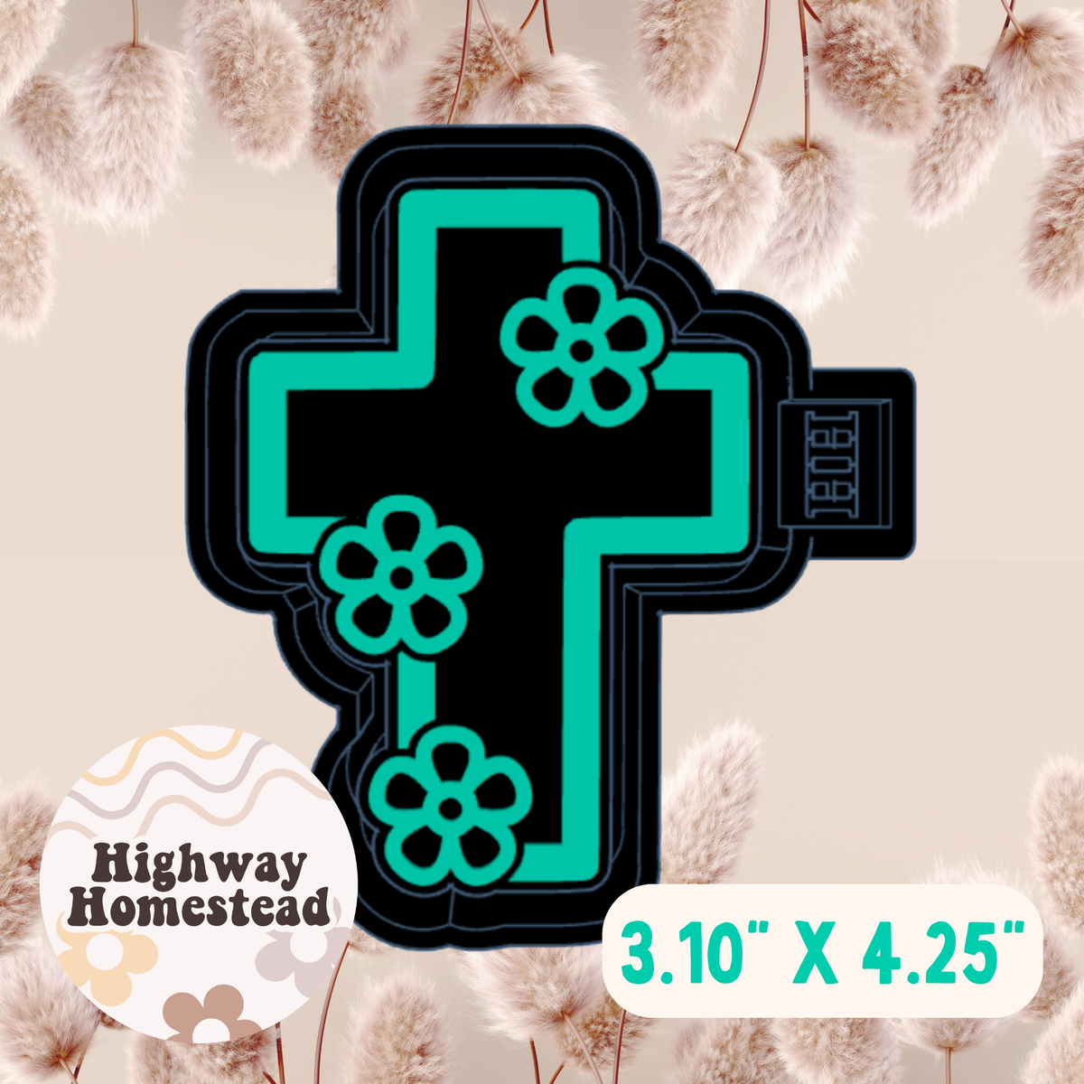 Cross with Flowers Freshie Mold