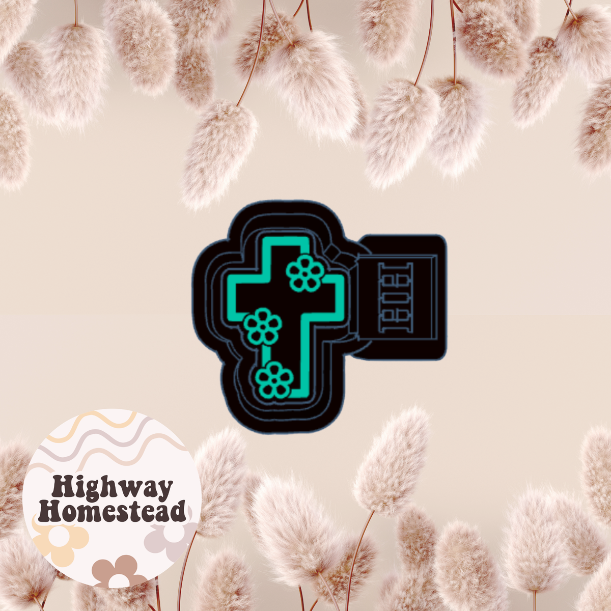 Cross with Flowers Charm Freshie Mold