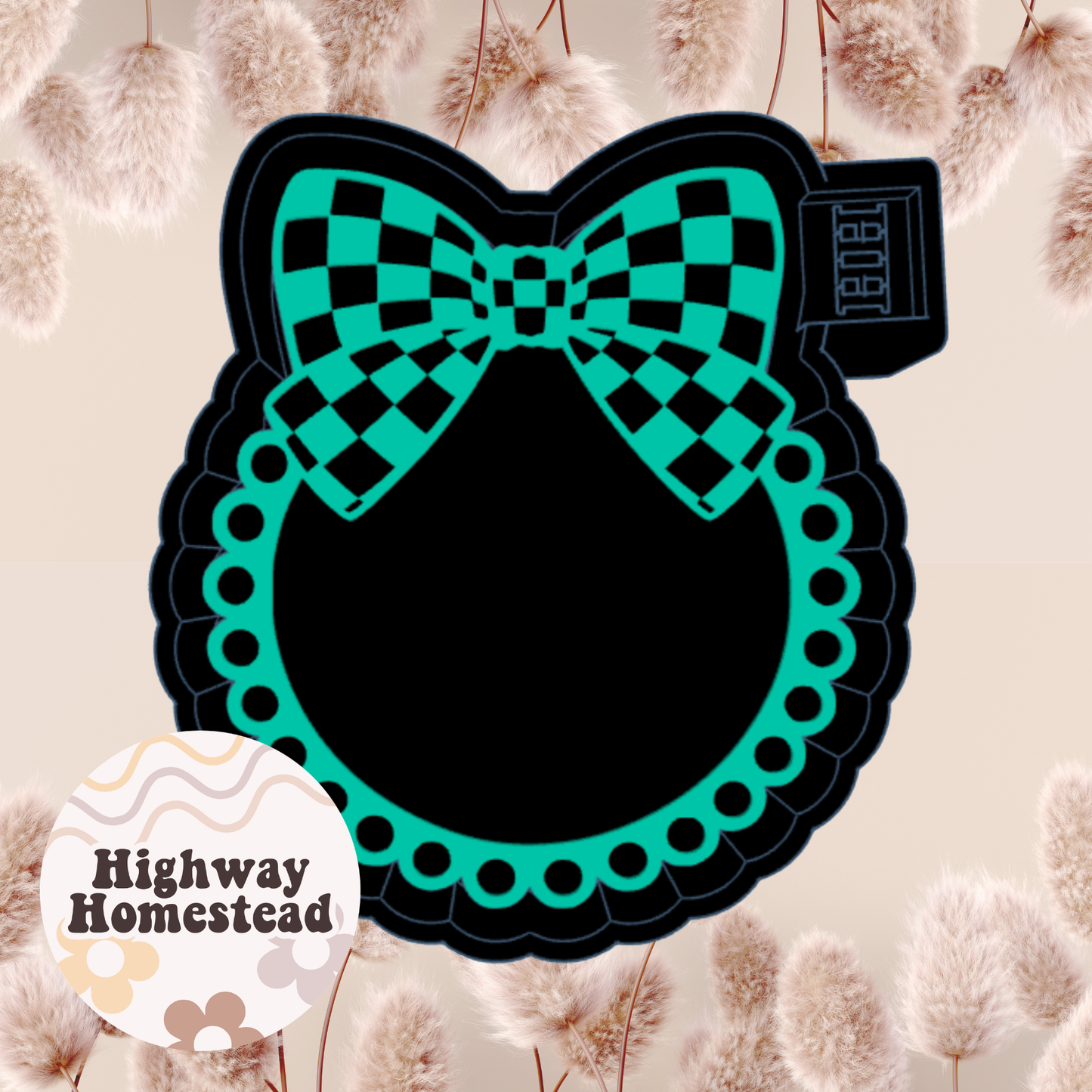 Scalloped Round with Checkered Bow Freshie Mold
