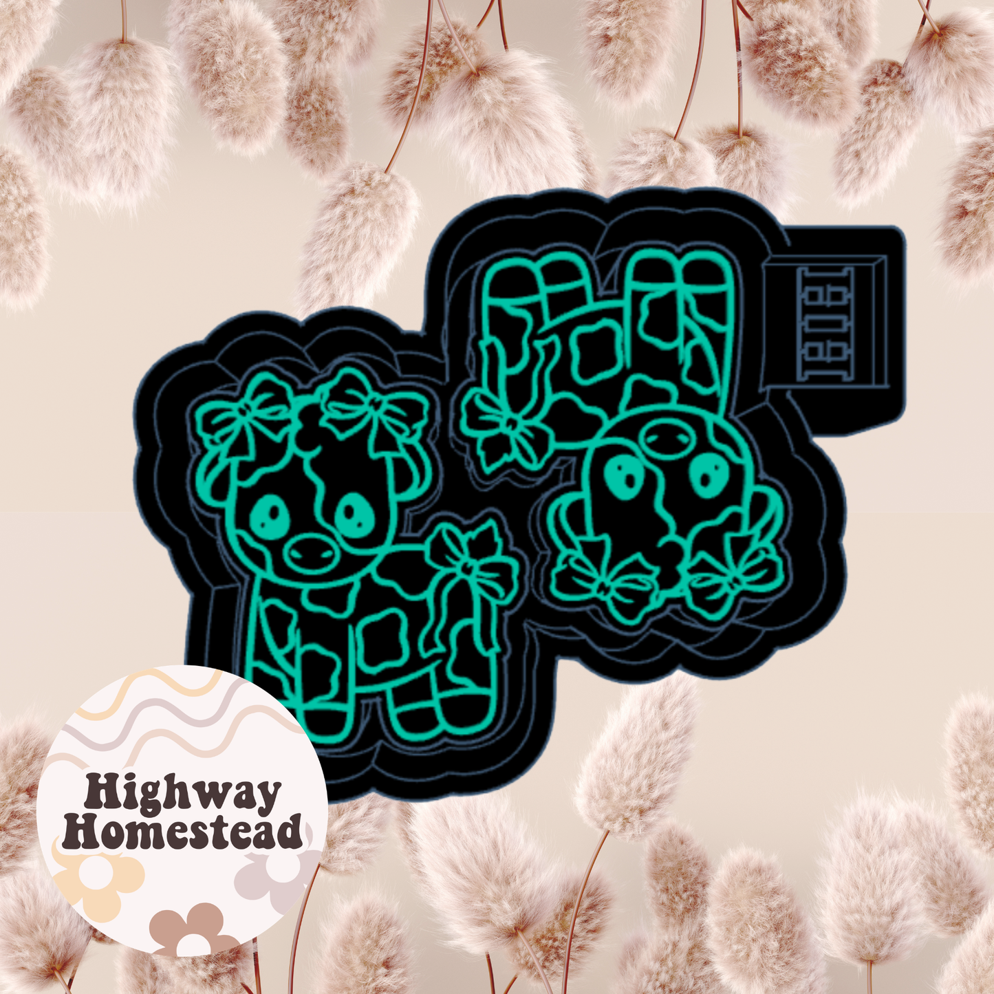 Cow with Bows Vent Clips Freshie Mold