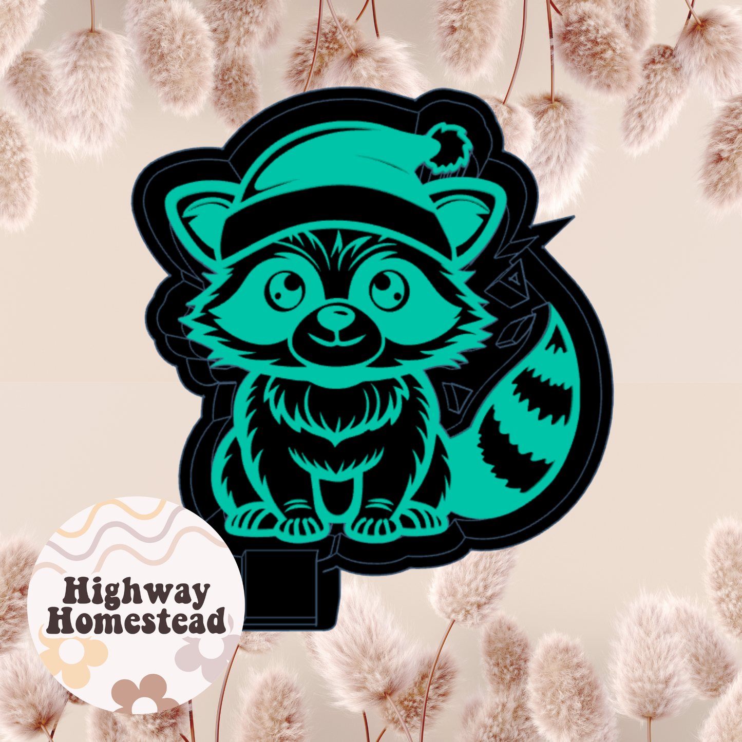 Raccoon with Santa Hat Freshie Mold