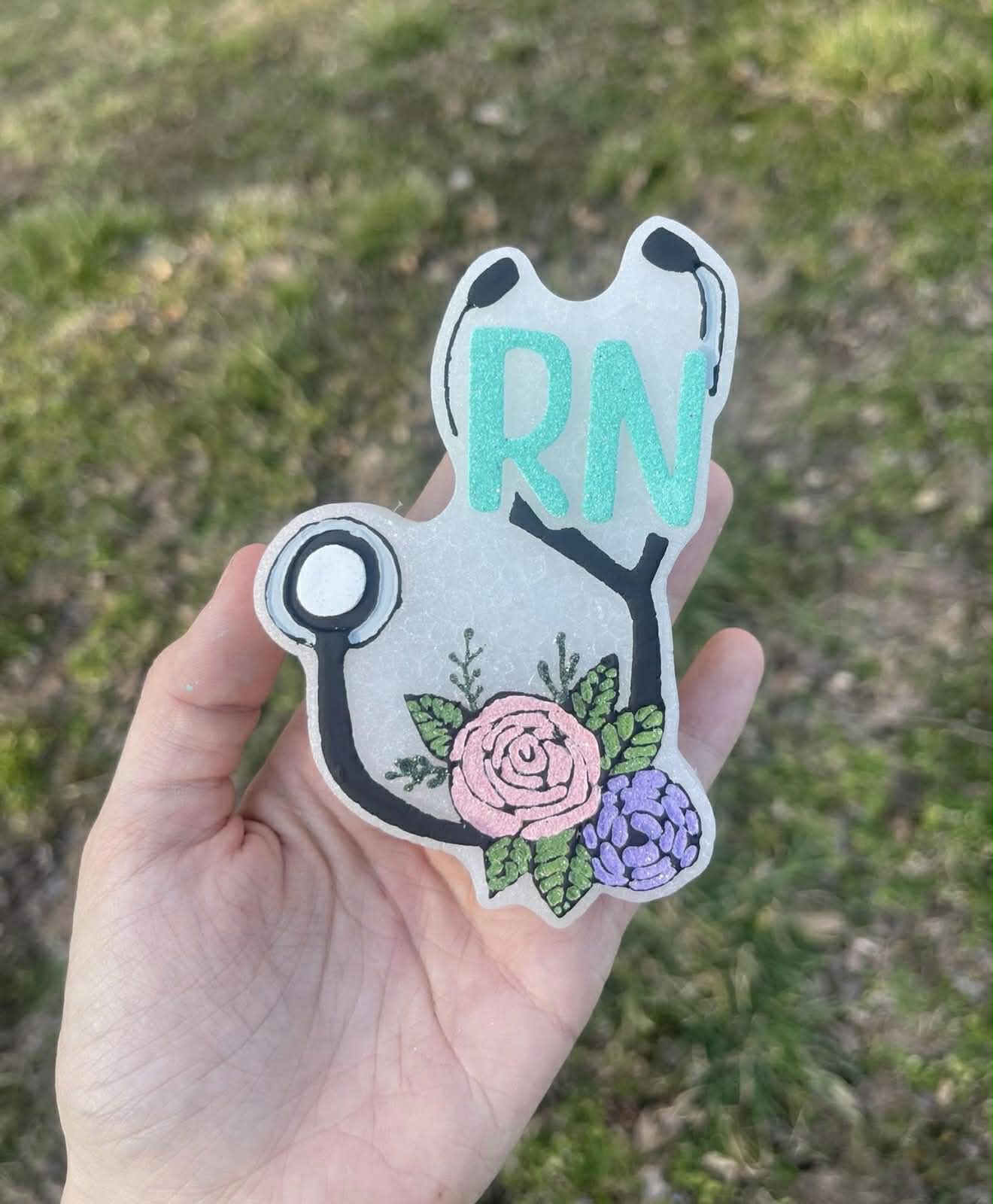 Floral RN Stethoscope Freshie Mold