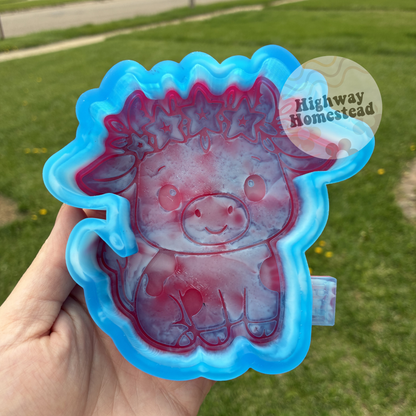 Cow with Floral Headband Freshie Mold