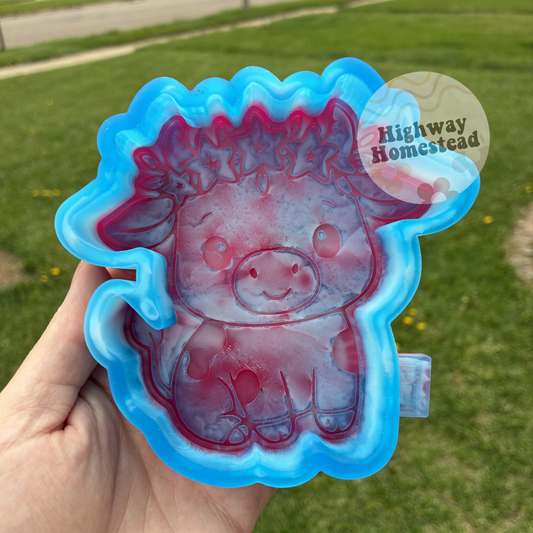 Cow with Floral Headband Freshie Mold