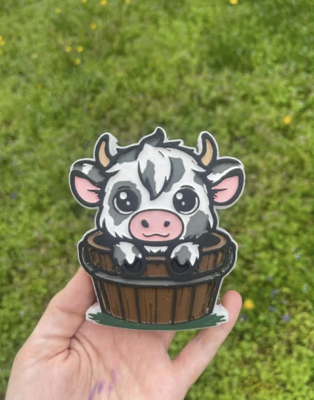 Highland Cow in Bucket Freshie Mold