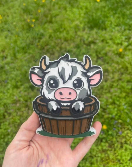 Highland Cow in Bucket Freshie Mold