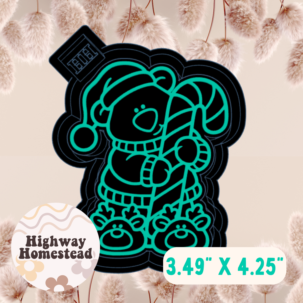 Bear Candy Cane Freshie Mold