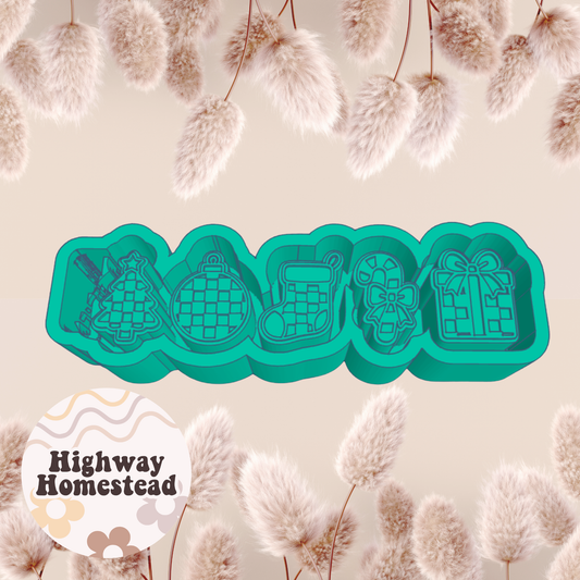 Checkered Christmas Charms Freshie Mold