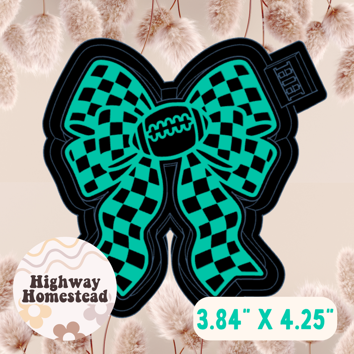 Checkered Football Bow Freshie Mold