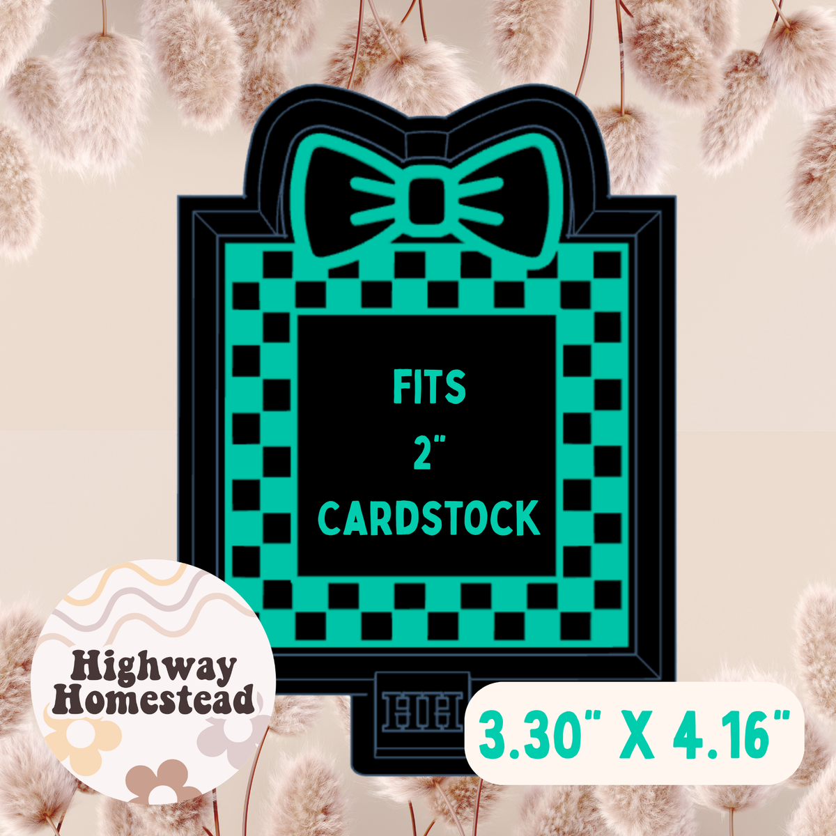 Checkered Frame with Bow Cardstock Freshie Mold