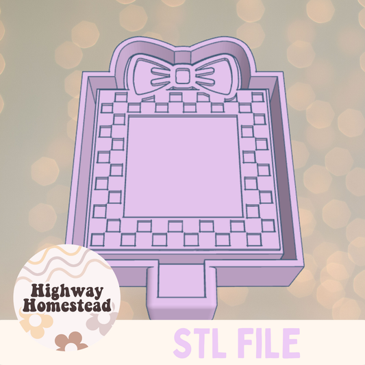 Checkered Frame with Bow Freshie Mold STL File