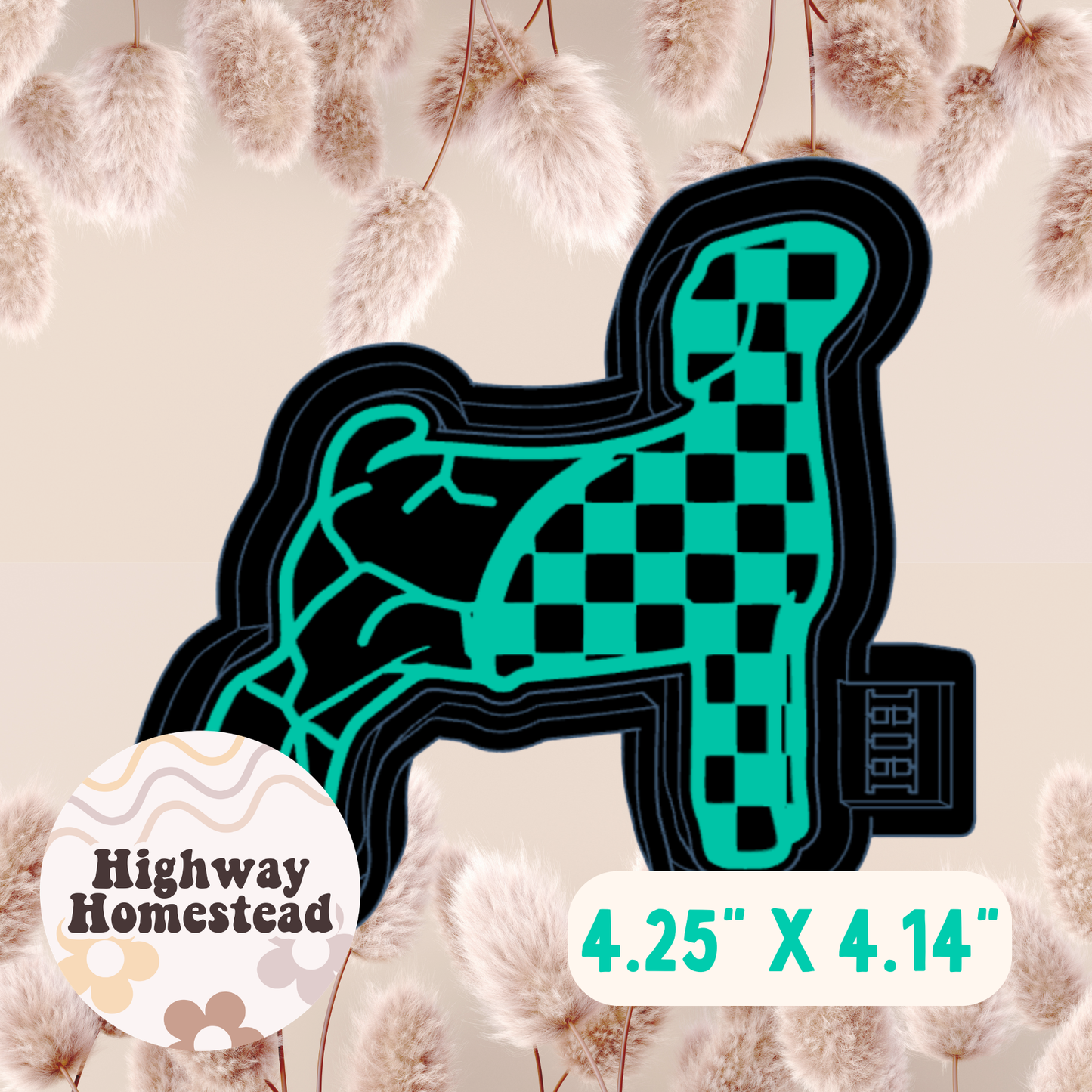 Checkered Turquoise Goat Freshie Mold