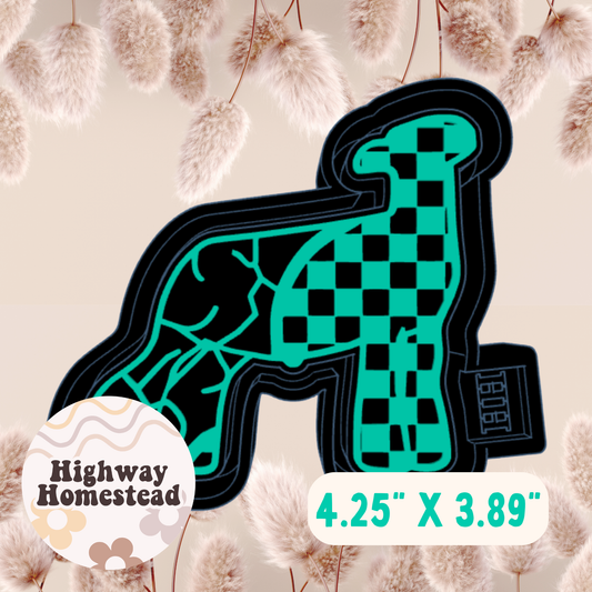 Checkered Turquoise Lamb Freshie Mold