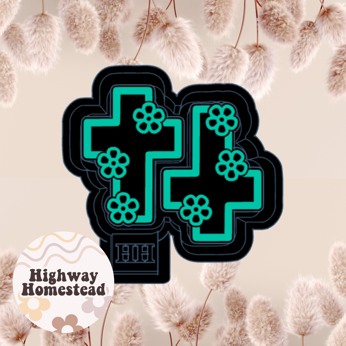 Cross with Flowers Vent Clips Freshie Mold