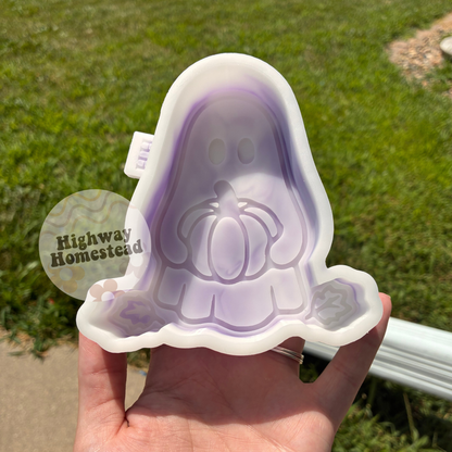 Ghost with Pumpkin and Leaves Freshie Mold