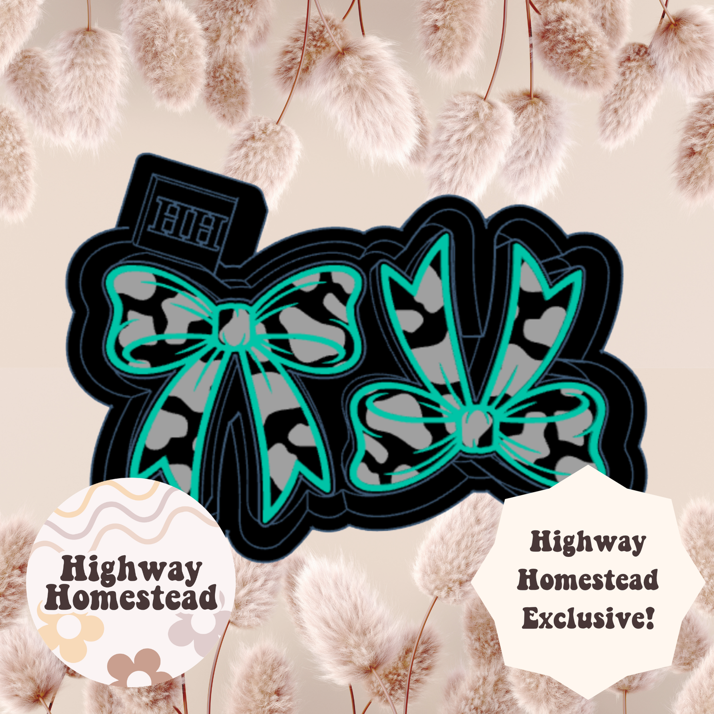Cow Print Bow Vent Clips Freshie Mold - HH Exclusive