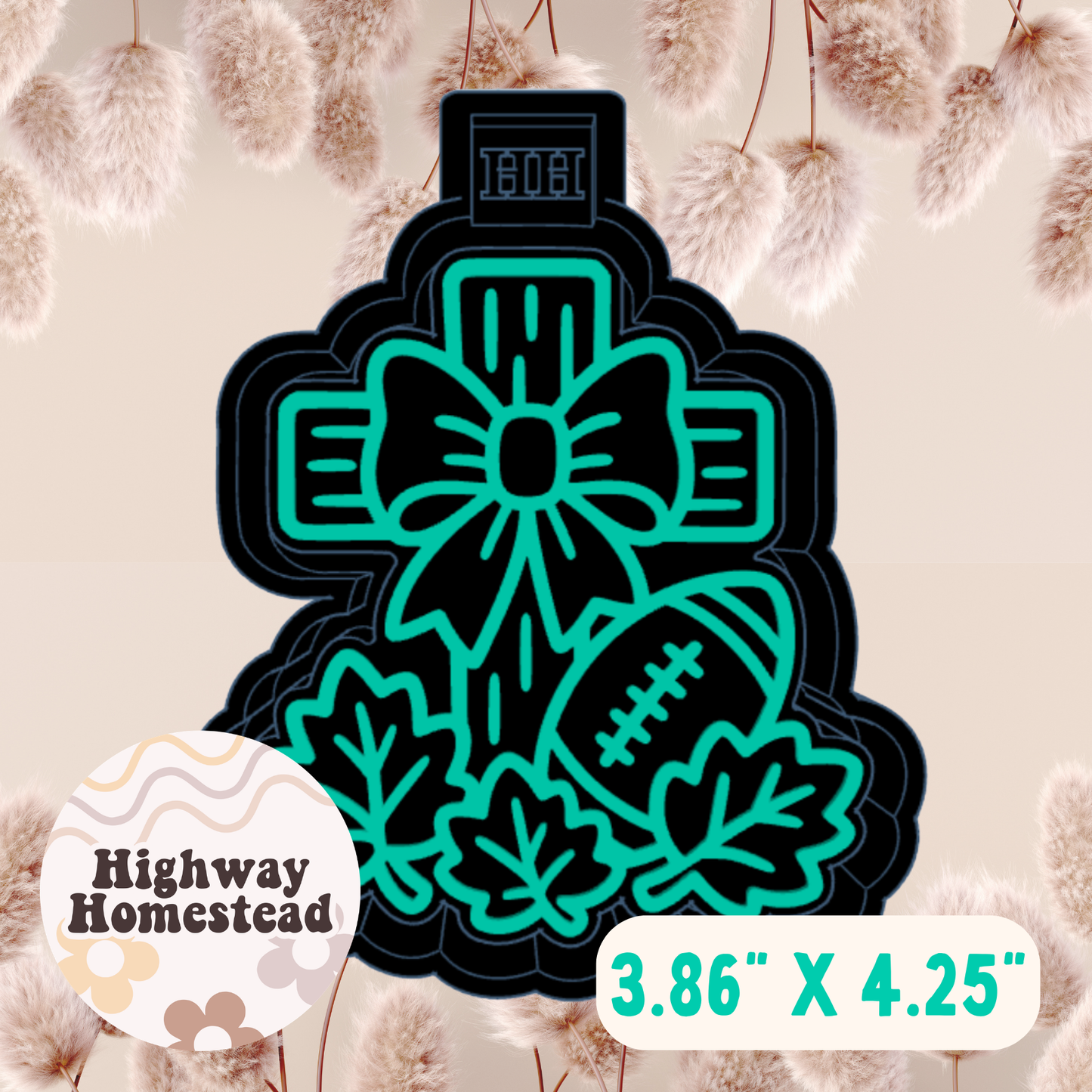 Football Cross and Leaves Freshie Mold