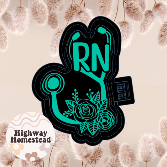 Floral RN Stethoscope Freshie Mold