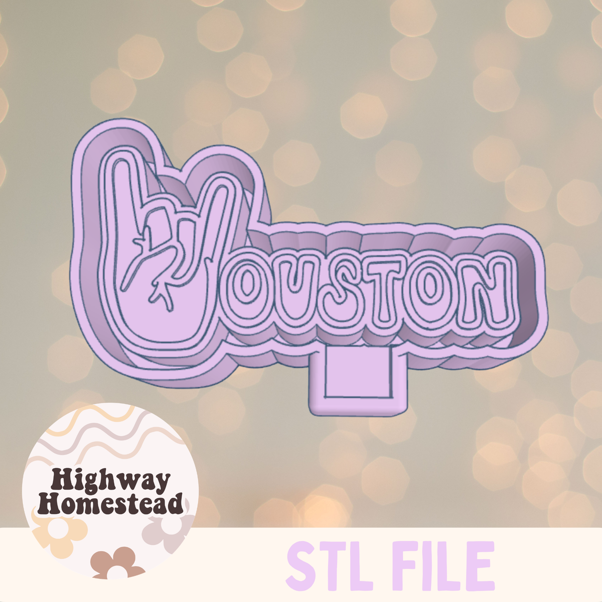 Houston Rock Hand Freshie Mold STL File