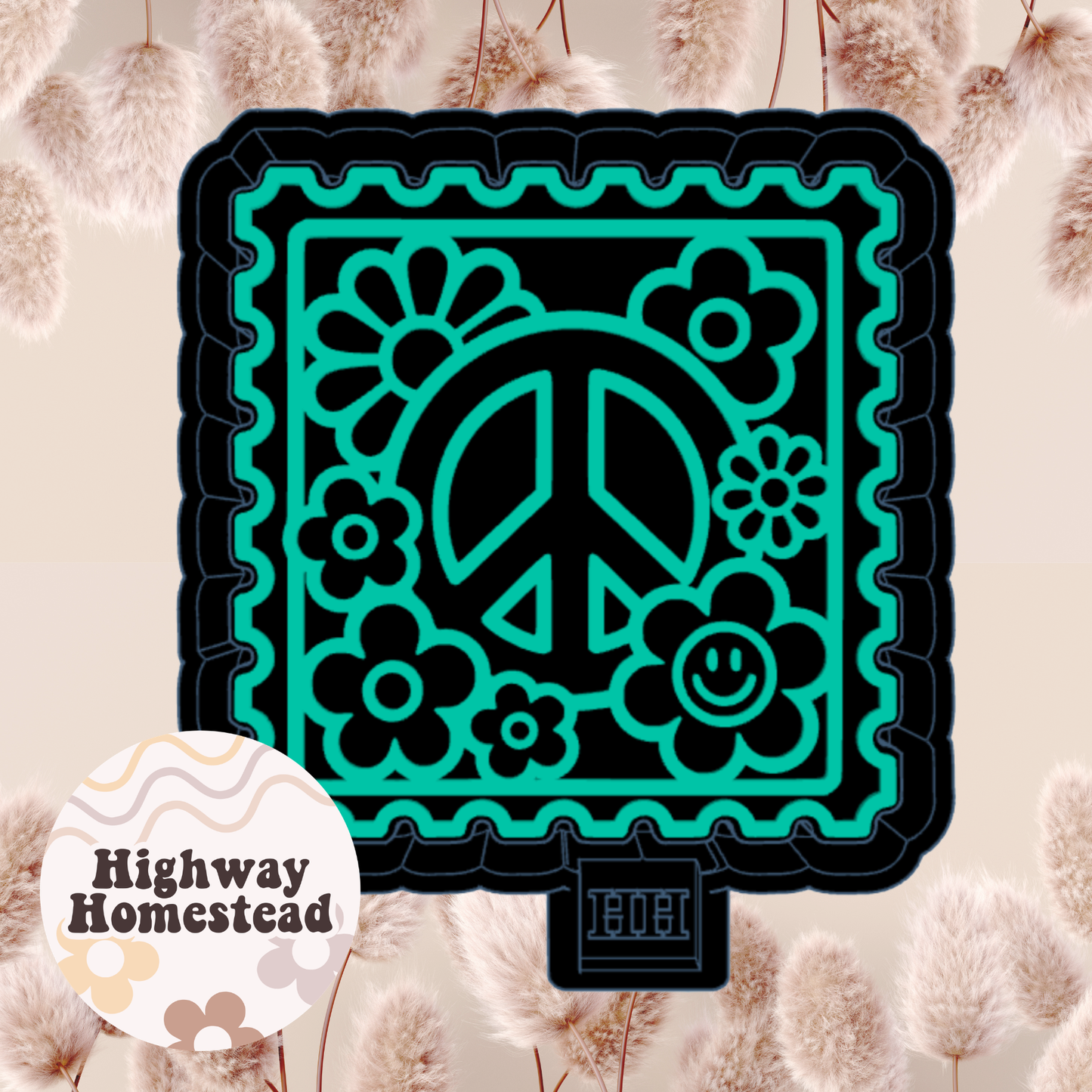 Peace Retro Stamp Freshie Mold