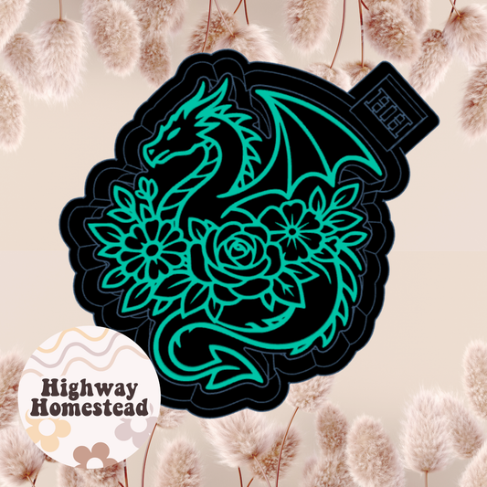 Dragon with Flowers Freshie Mold