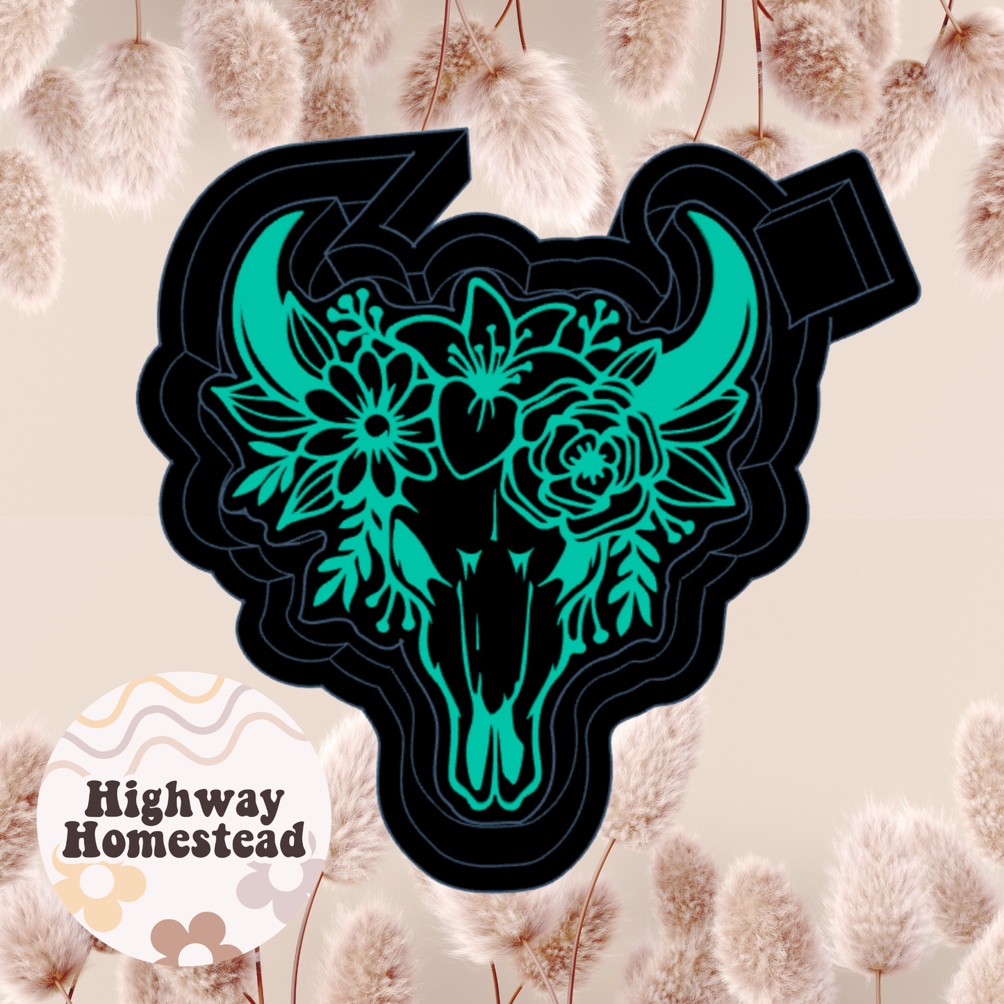 Floral Bull Freshie Mold