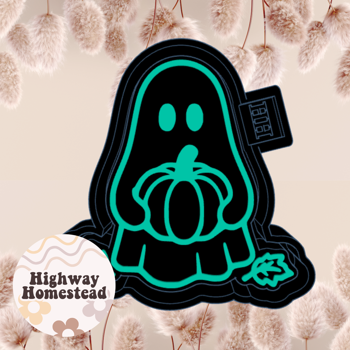 Ghost with Pumpkin and Leaves Freshie Mold