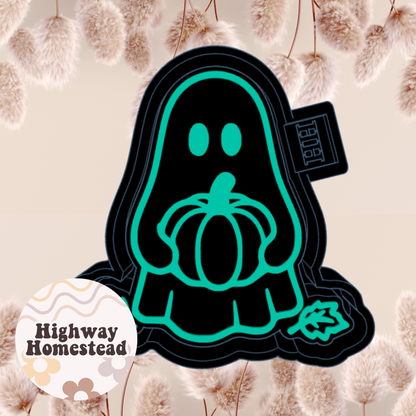 Ghost with Pumpkin and Leaves Freshie Mold