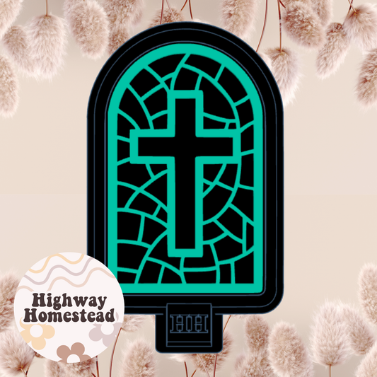 Stained Glass Cross Freshie Mold