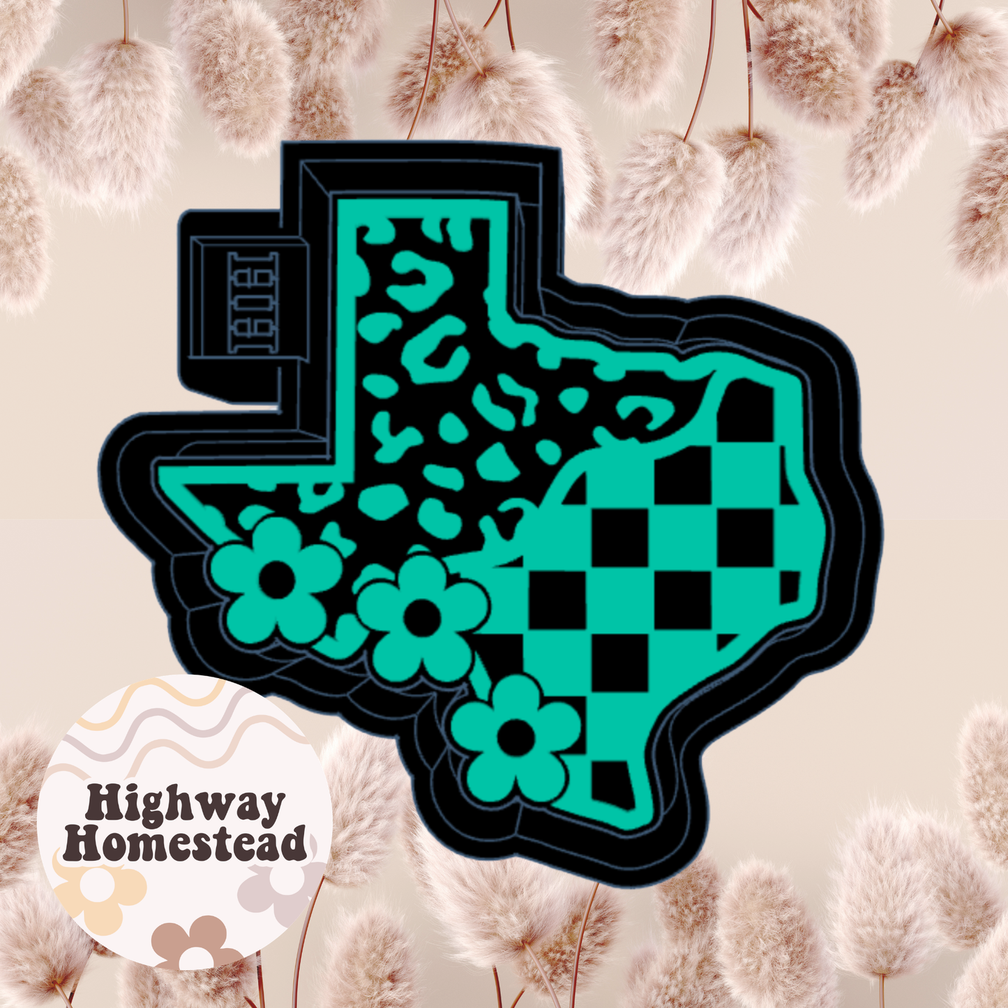 Texas with Cheetah, Checkered and Flowers Freshie Mold
