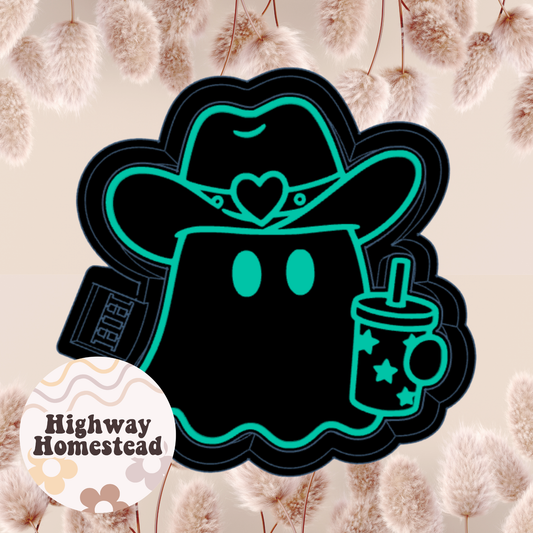 Cowboy Ghost with Cup Freshie Mold