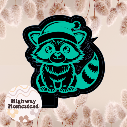 Raccoon with Santa Hat Freshie Mold