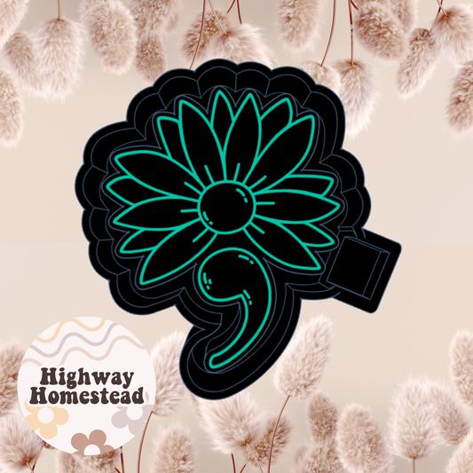 Semi Colon Flower Freshie Mold