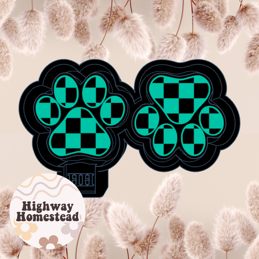 Checkered Paw Print Vent Clips Freshie Mold