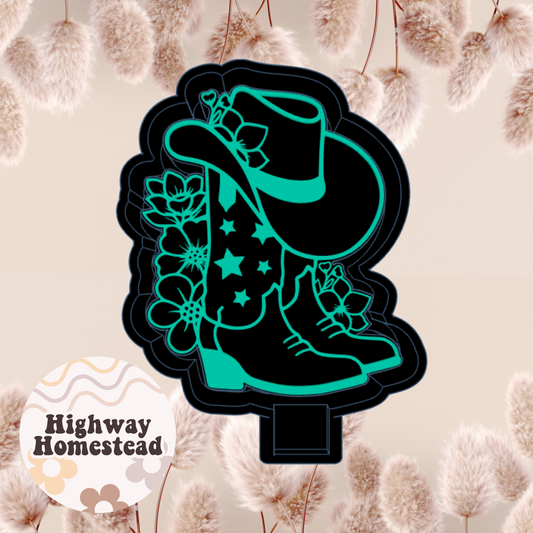 Cowboy Boots with Flowers Freshie Mold