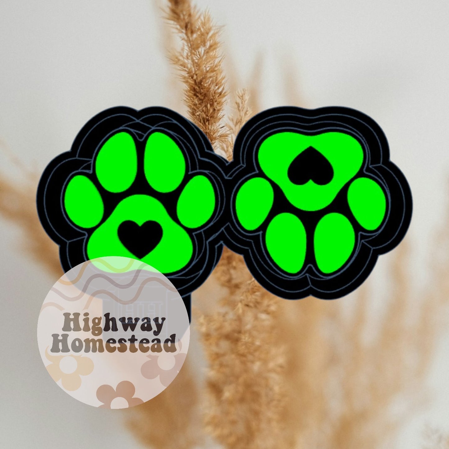 Paw Print with Heart Vent Clips Freshie Mold