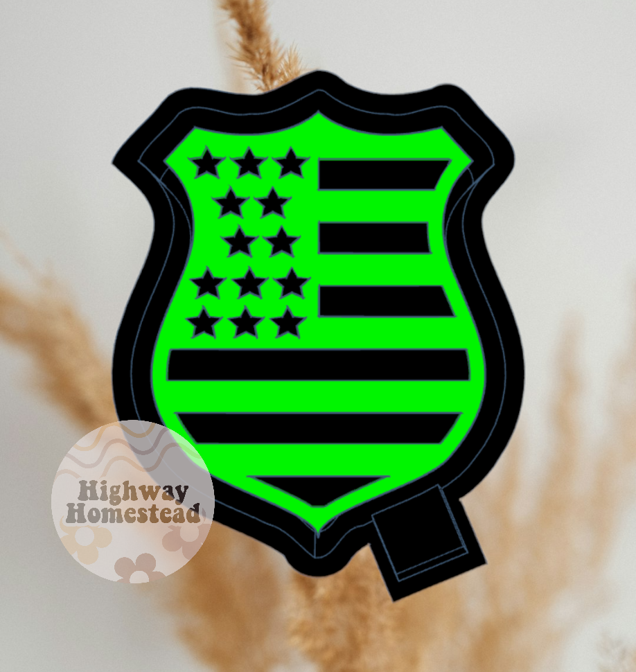 Police Flag Badge Freshie Mold
