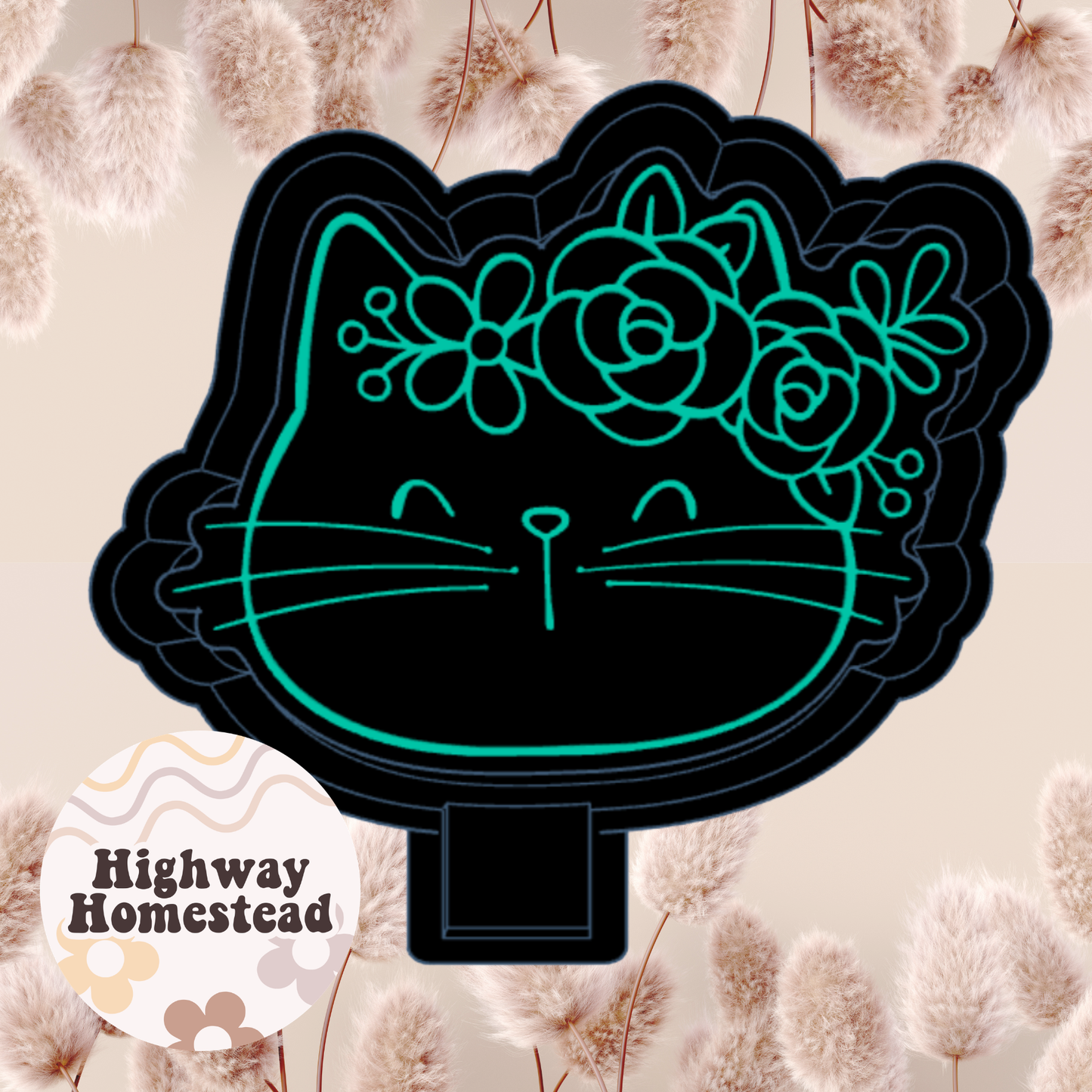 Cat with Flowers Freshie Mold