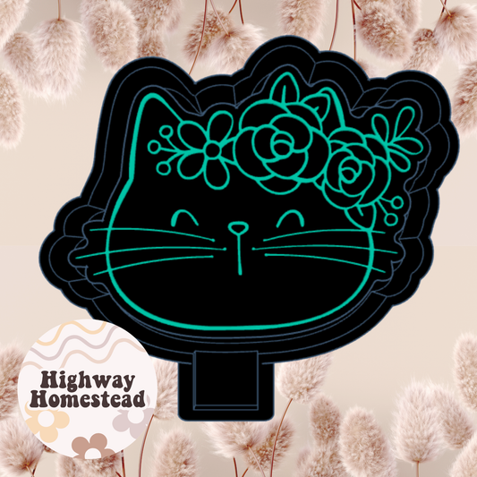 Cat with Flowers Freshie Mold