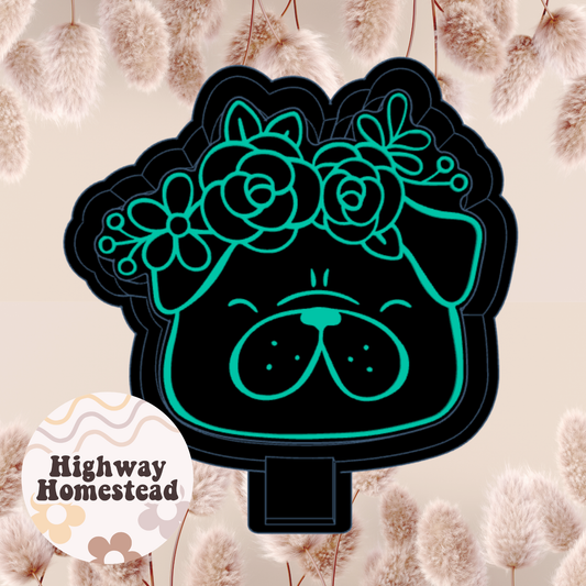 Dog with Flowers Freshie Mold