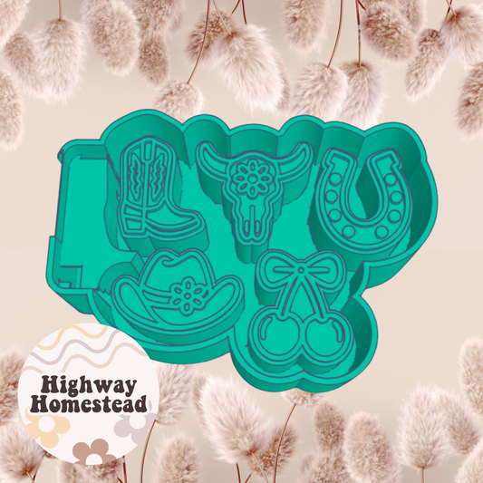 Western 3 Charms Freshie Mold